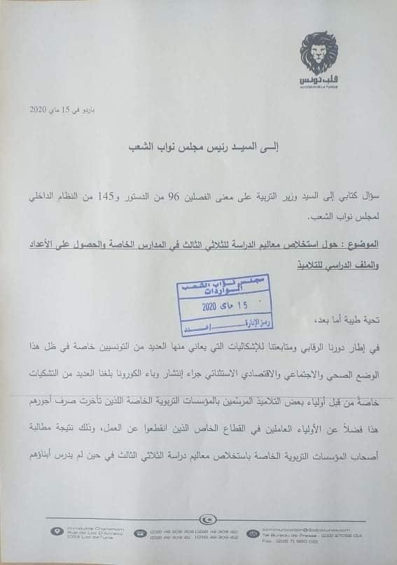 النائب مريم السعيدي تطالب وزير التربية بحماية الأولياء والتلاميذ من ابتزاز المدارس الخاصة وتطالب باتخاذ الإجراءات اللازمة