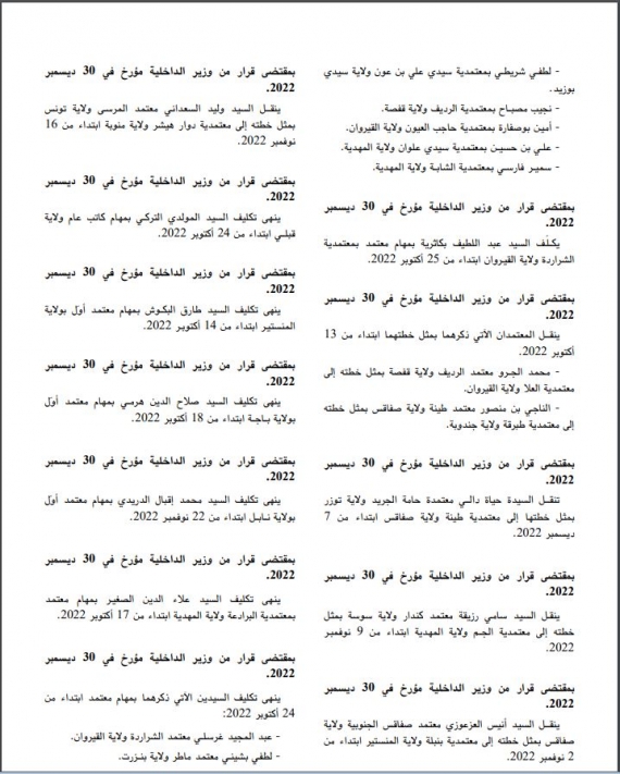 تعيينات جديدة في سلك المعتمدين