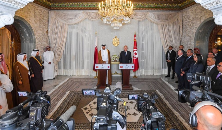 التصريح الاعلامي لرئيس الجمهورية و أمير دولة قطر